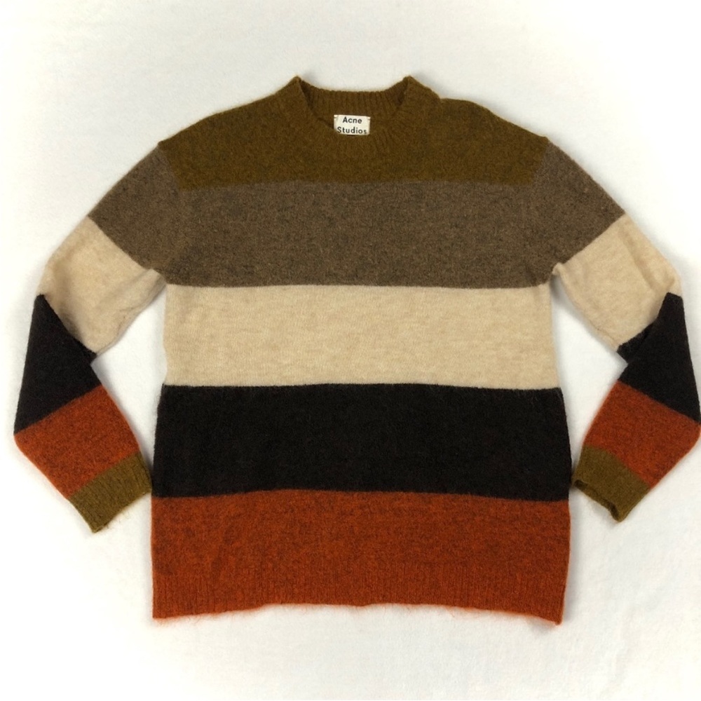 Acne Studios Albah Mohair Striped Sweater Orange Multi - Size XS - Picture 2 of 3